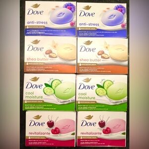 Dove Soap Variety Bundle: COOL MOISTURE, ANTI-STRESS, SHEA BUTTER, REVITALIZANTE